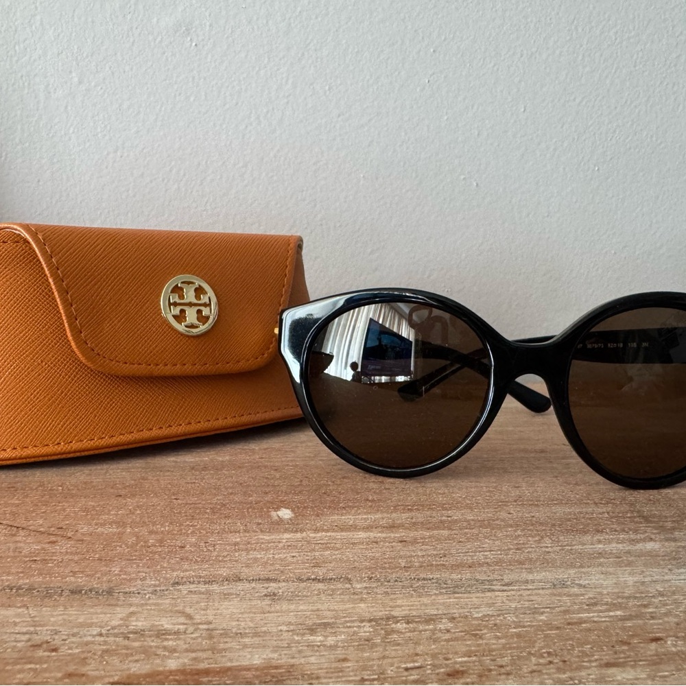 Tory Burch Black Sunglasses with Orange Case